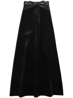 Balenciaga bow-waist velvet A-line skirt - Black