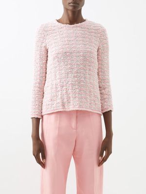 Balenciaga - Buttoned-back Tweed Top - Womens - Pink