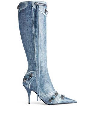 Balenciaga Cagole 90mm studded leather boots - Blue
