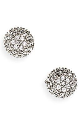 Balenciaga Cagole Crystal Pavé Double Earrings in Antique Silver/Crystal