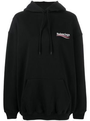 Balenciaga campaign logo print hoodie - Black