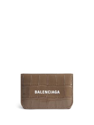 Balenciaga Cash crocodile-embossed leather wallet - Neutrals