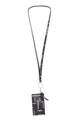 Balenciaga Cash Leather Lanyard Card Case in Black/White