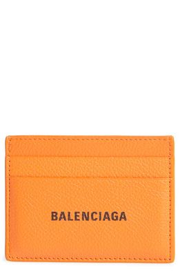 Balenciaga Cash Logo Leather Card Case in Orange/Black