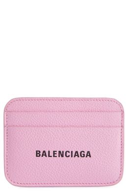 Balenciaga Cash Logo Leather Card Holder in Rose/L Black
