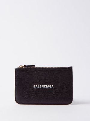 Balenciaga - Cash Logo-print Zipped Leather Cardholder - Womens - Black