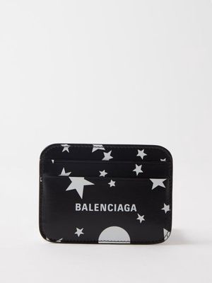 Balenciaga - Cash Star-logo Leather Cardholder - Womens - Black White