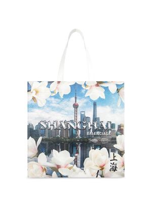 Balenciaga city-print tote bag - White
