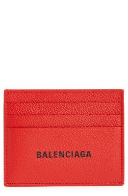 Balenciaga Classic Logo Leather Card Case in Tomato Red/L Black