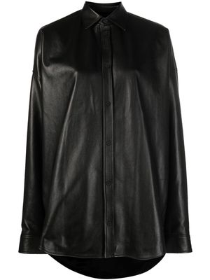 Balenciaga Cocoon long-sleeved leather shirt - Black