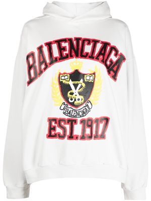 Balenciaga College logo-print oversized hoodie - White