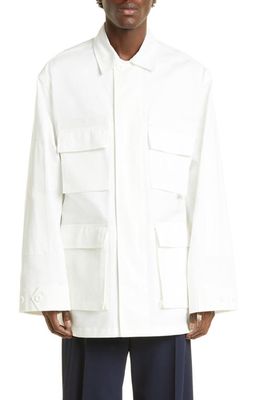 Balenciaga Cotton Gabardine Cargo Jacket in White