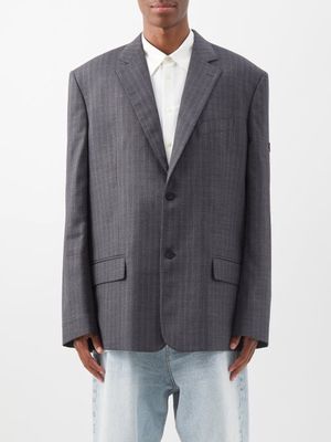 Balenciaga - Creased-back Oversized Wool-twill Blazer - Mens - Grey
