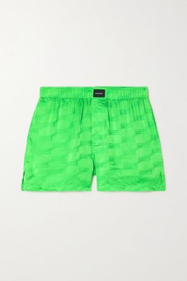 Balenciaga - Crinkled Satin-jacquard Shorts - Green
