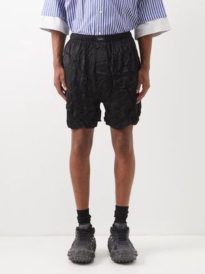 Balenciaga - Crinkled Silk-satin Shorts - Mens - Black