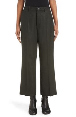 Balenciaga Crop Wide Leg Wool Pants in Khaki/Black