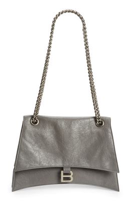 Balenciaga Crush Crushed Leather Shoulder Bag in Dark Grey