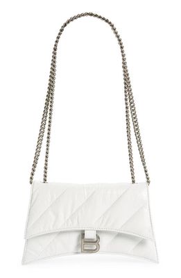 Balenciaga Crush Quilted Crinkle Leather Wallet on a Chain in Optic White