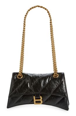 Balenciaga Crush Quilted Leather Shoulder Bag in Black