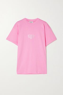 Balenciaga - Crystal-embellished Cotton-jersey T-shirt - Pink