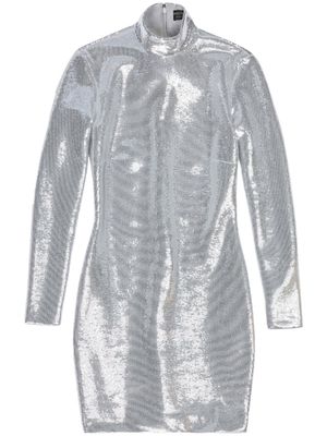 Balenciaga crystal-embellished high-neck dress - Silver