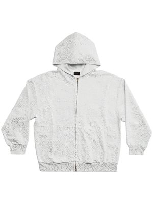Balenciaga crystal-embellished hoodie jacket - White