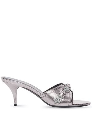 Balenciaga crystal-embellished leather mules - Silver