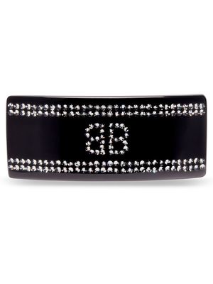 Balenciaga crystal-embellished logo hair clip - Black