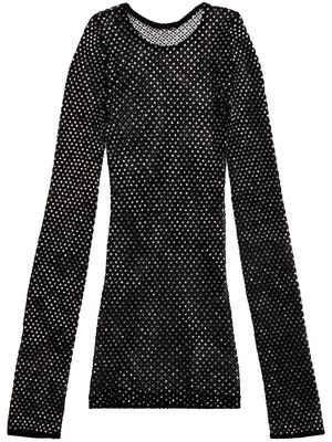 Balenciaga crystal-embellishment mesh top - Black