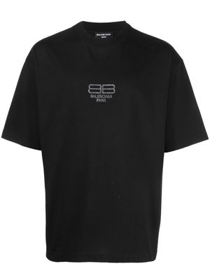 Balenciaga crystal sequin logo T-shirt - Black