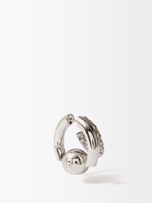 Balenciaga - Cut Logo-engraved Crystal Single Earring - Womens - Silver