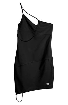 Balenciaga Cutout Asymmetric One-Shoulder Body-Con Minidress in Black