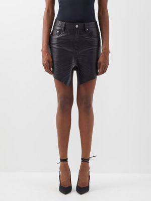 Balenciaga - Cutout-hem Leather Mini Skirt - Womens - Black