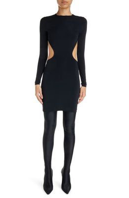 Balenciaga Cutout Long Sleeve Stretch Jersey Minidress in Black