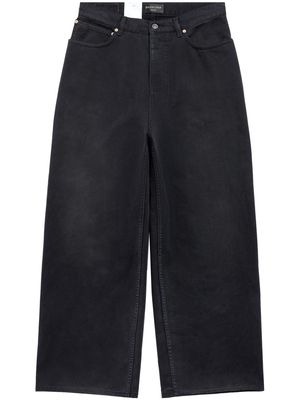Balenciaga Denim Size Sticker mid-rise wide-leg jeans - Black
