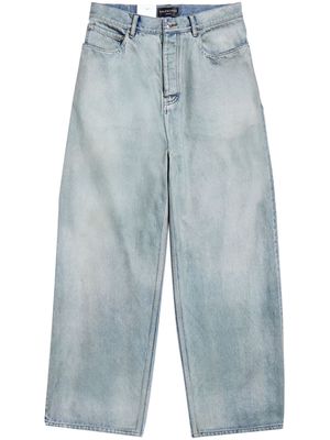 Balenciaga Denim Size Sticker mid-rise wide-leg jeans - Blue