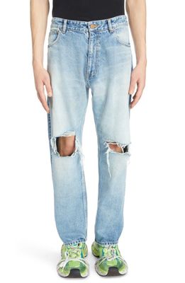 Balenciaga Destroyed Loose Fit Jeans in Eco Blue