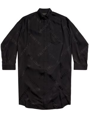 Balenciaga diagonal logo-print shirtdress - Black