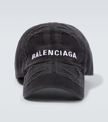 Balenciaga Distressed cotton baseball cap