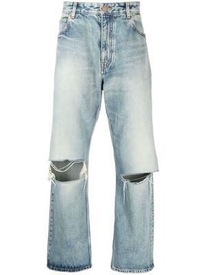 Balenciaga distressed low-rise wide-leg jeans - Blue