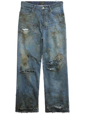 Balenciaga distressed wide-leg jeans - Blue