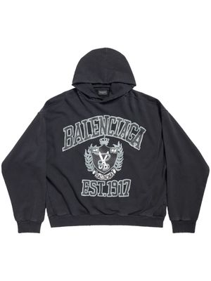 Balenciaga DIY College-print cotton hoodie - Black