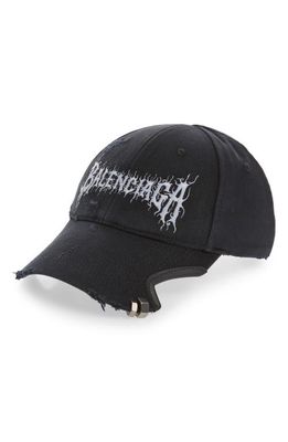 Balenciaga DIY Metal Outline Adjustable Baseball Cap in Faded Black/White