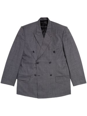 Balenciaga double-breasted checked wool blazer - Grey