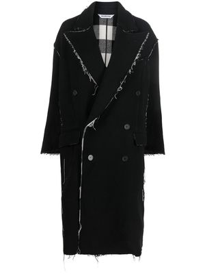 Balenciaga double-breasted frayed-edge coat - Black