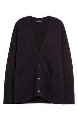 Balenciaga Double Face Wool Blend V-Neck Cardigan in Black