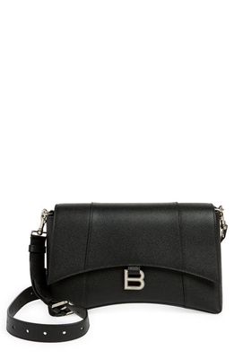 Balenciaga Downtown Grained Leather Crossbody Bag in Black