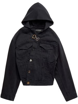 Balenciaga embellished-buttons hooded denim jacket - Black