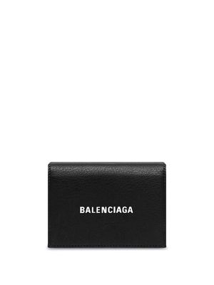 Balenciaga embossed-logo leather wallet - Black