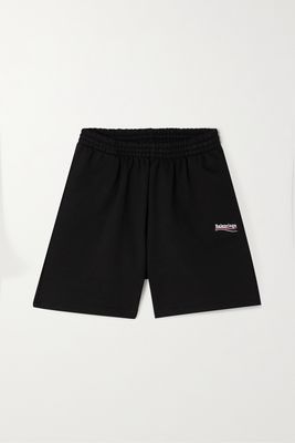 Balenciaga - Embroidered Cotton-jersey Shorts - Black